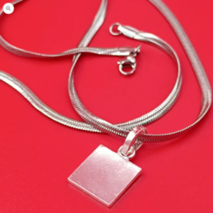 Silver Square Tukda Locket - With Free Silver Look White Metal Chain